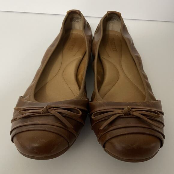 Born Ballet Flats Womens 8.5 39 Brown Leather Slip On Bow Casual Shoes - Picture 6 of 12